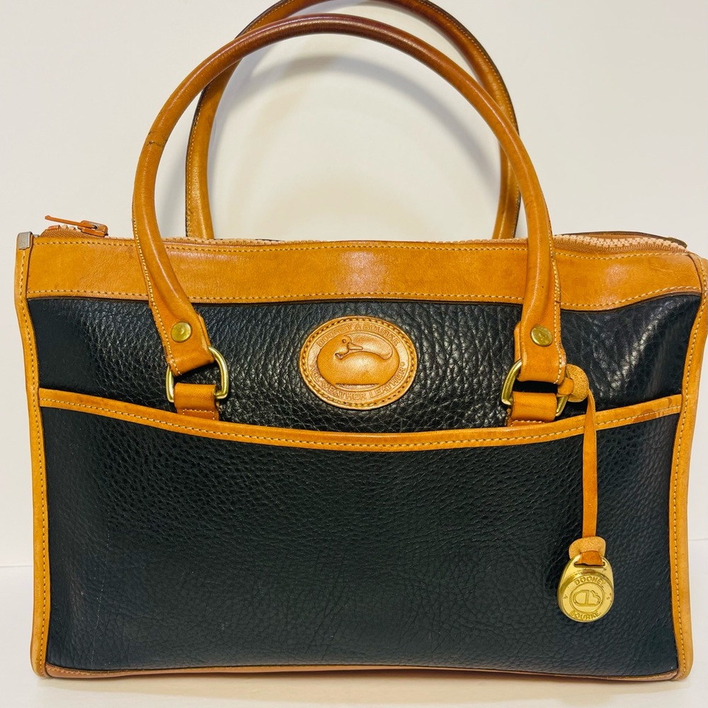 Vintage Large Dooney & Bourke Black Pebbled Satchel